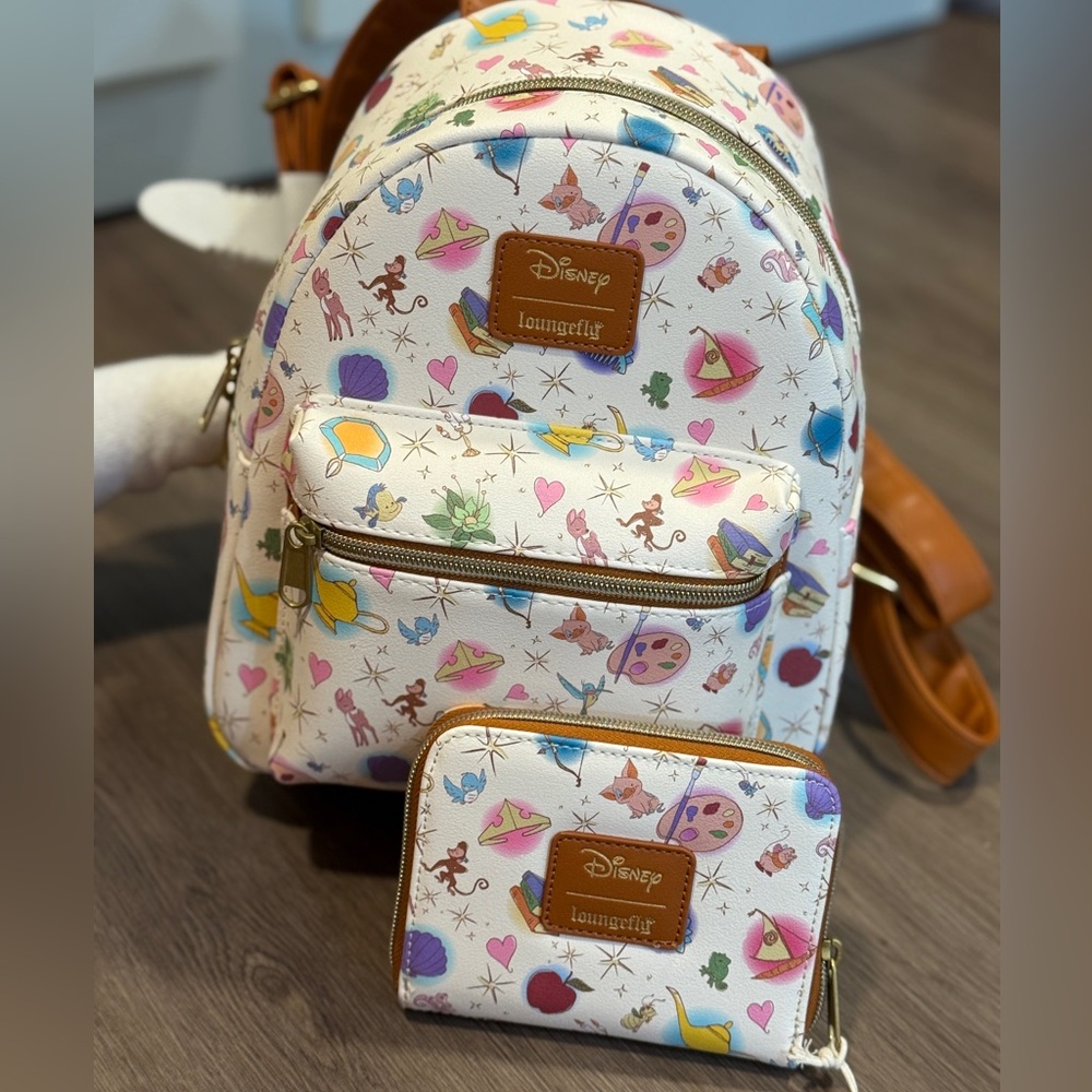 Loungefly Backpack/Wallet Combo - Princess Icons